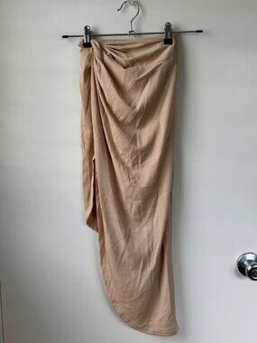 Beige/Tan asymmetrical skirt with side slit size small